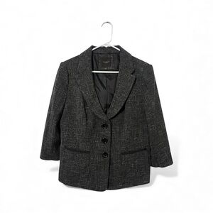 The Limited Collection Black & Gray Tweed 3/4 Sleeve Tailored Blazer
